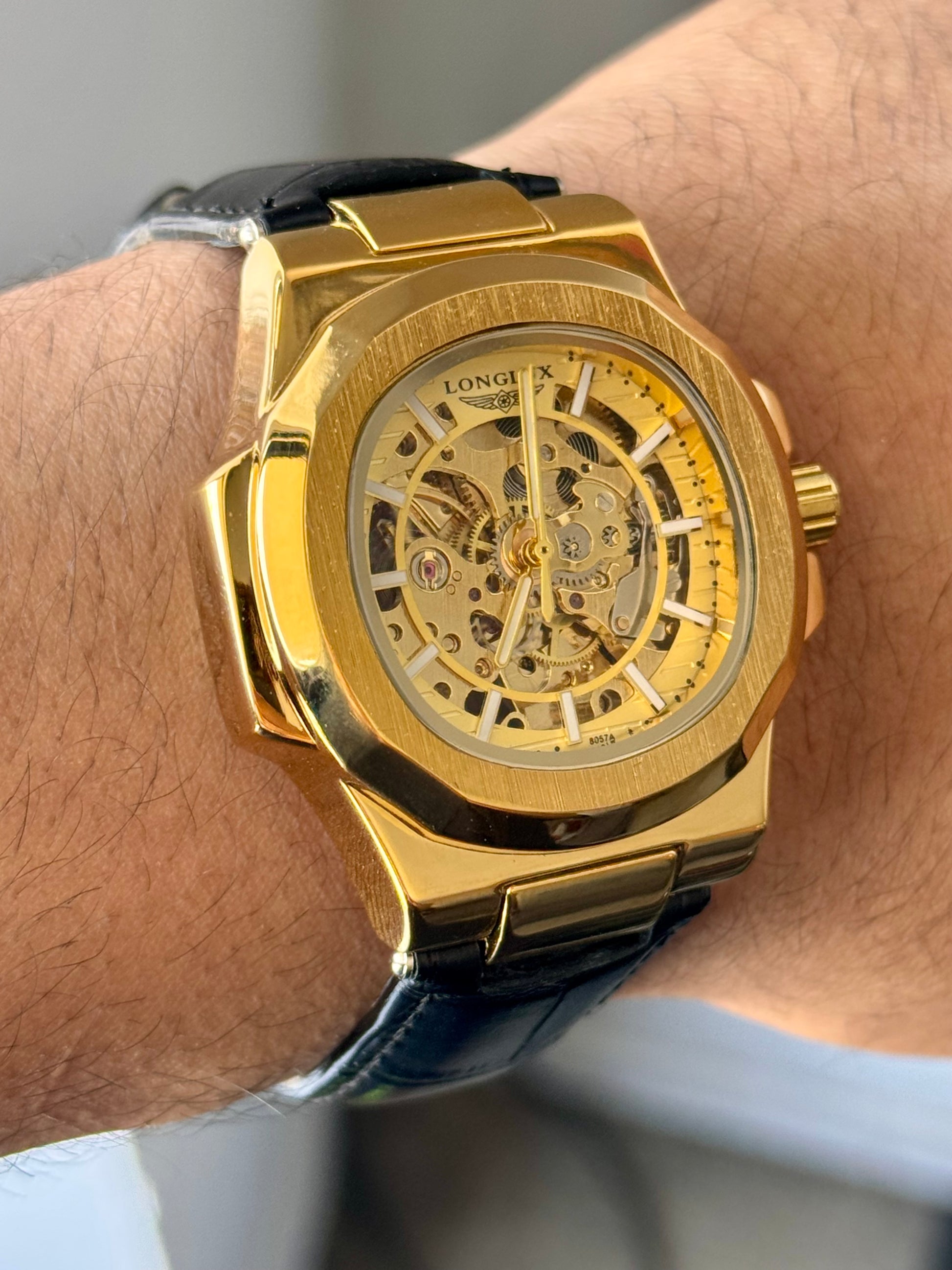 Astrum Leather Gold Skeleton Automatic