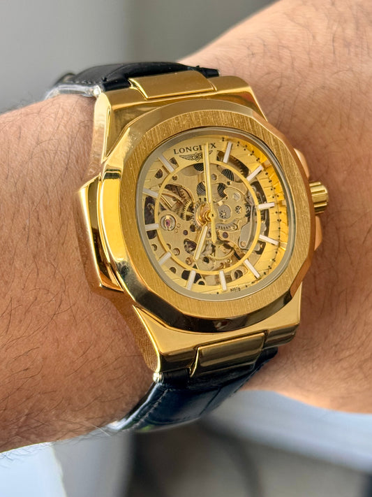 Astrum Leather Gold Skeleton Automatic